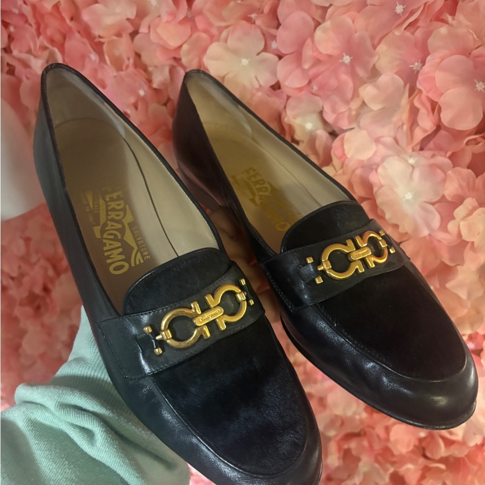 Salvatore Ferragamo Black Leather Horsebit Loafers